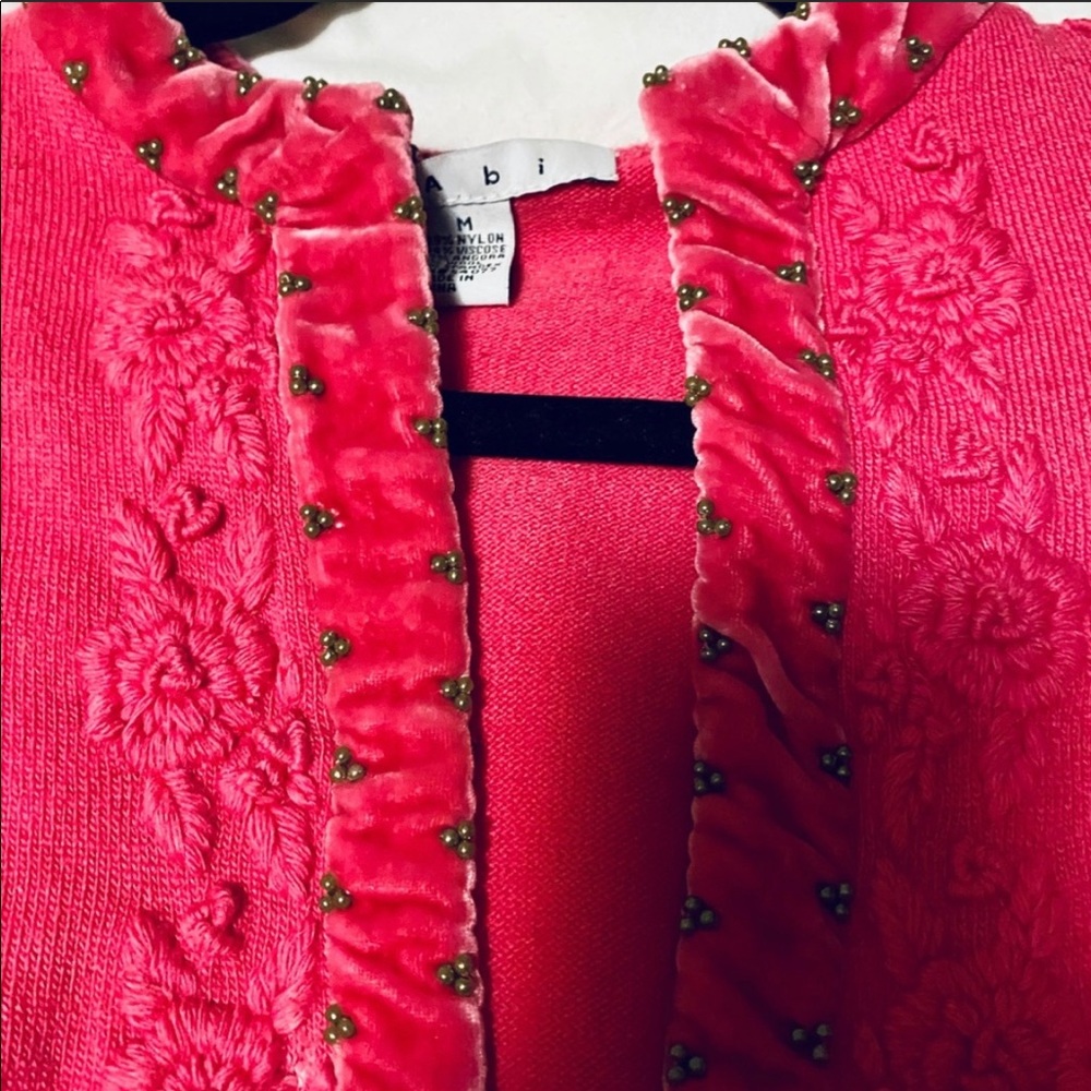 Pink and velvet beaded cardigan